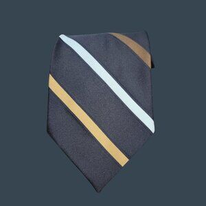 Vintage Don Looper Mens Striped Necktie Brown & Gold 55.25 Inches Long